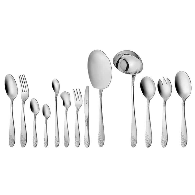 سرویس قاشق و چنگال 18 نفره ناب استیل طرح امپریال استیل براق (116 پارچه)