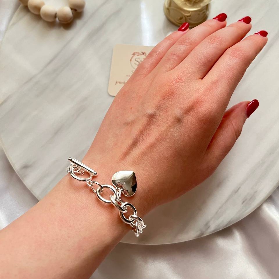 زیورآلات ، دستبند کالکشن سفید قلب ، استیل 