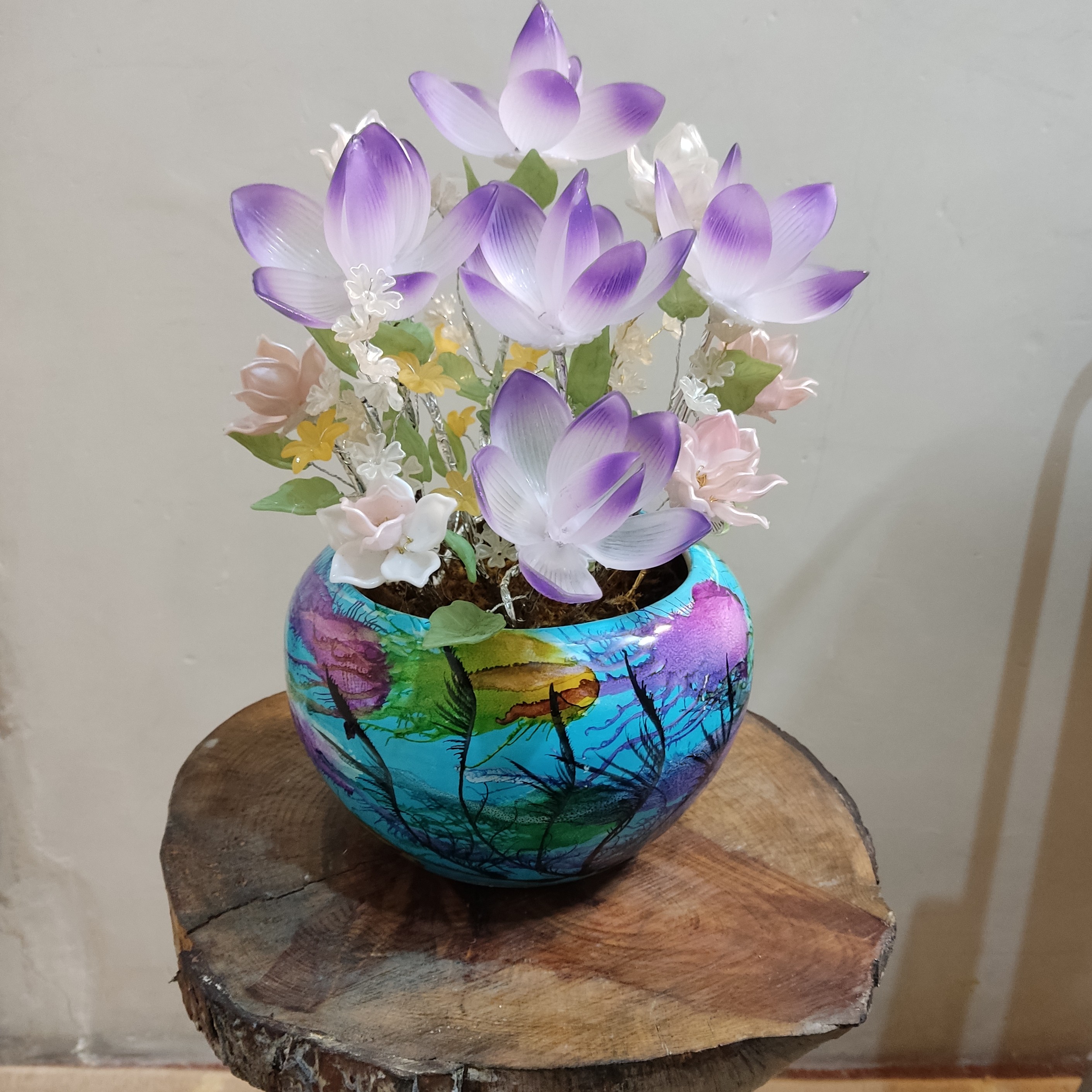 گل کریستال لاله بنفش مات