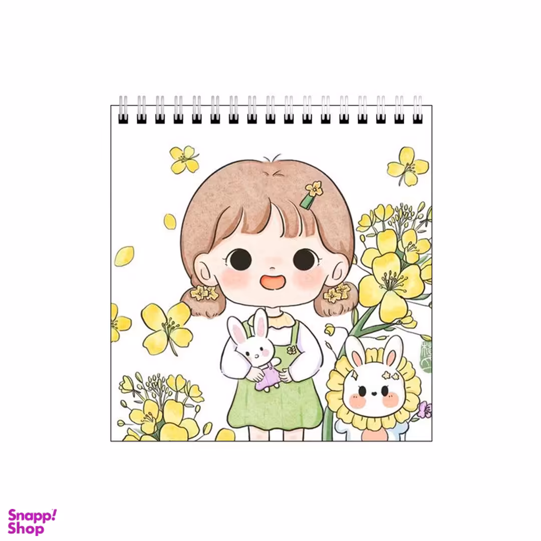 دفتر طراحی بامبیلیپ طرح دختر و خرگوش و گل آفتابگردان کد 4778543