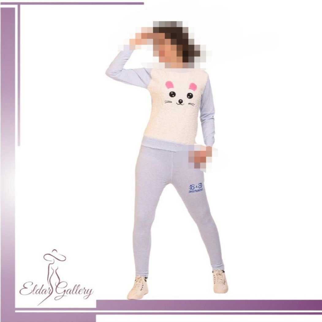ست بلوز و شلوار تدی طرح پیشی زنانه