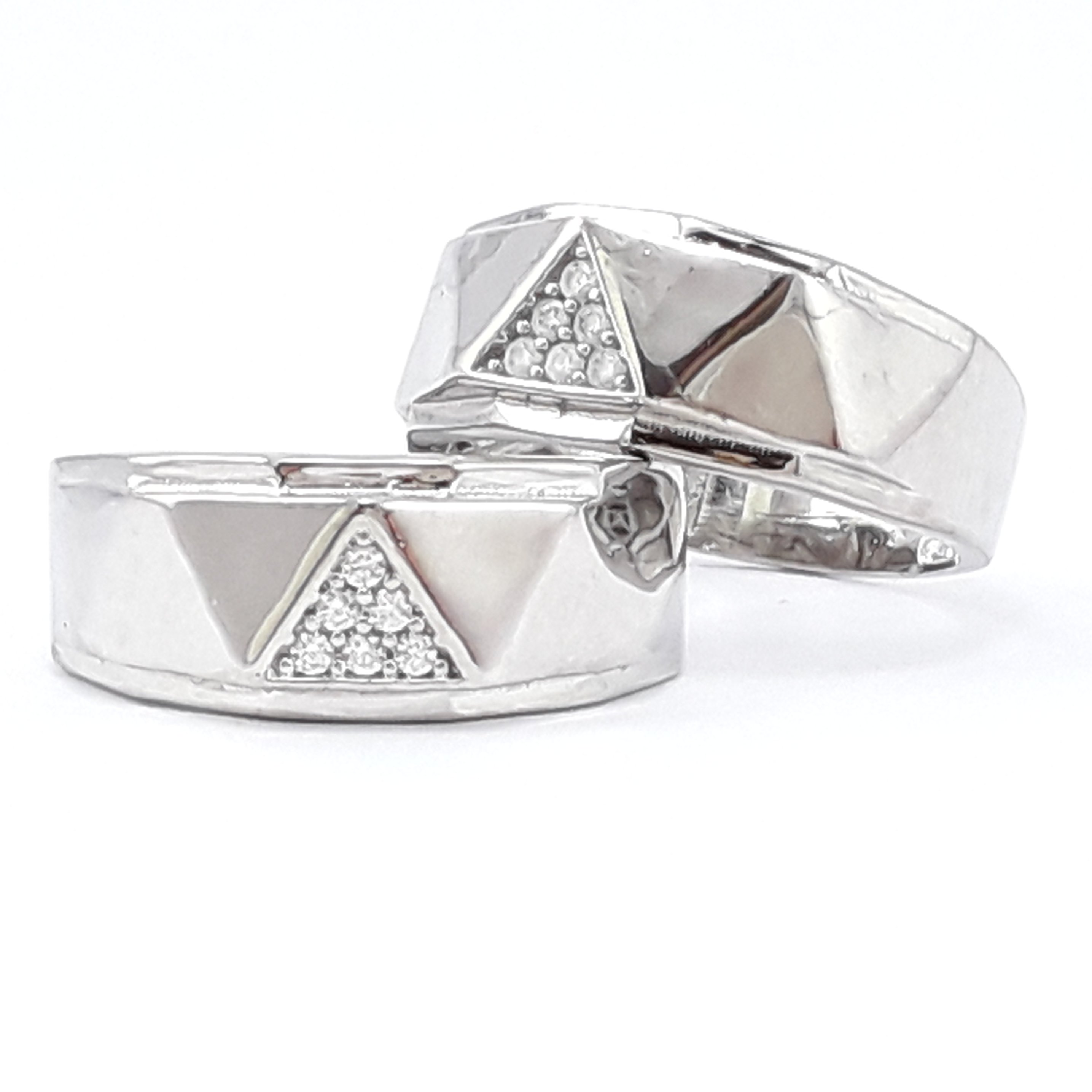 حلقه ست نقره مدل مثلث  عیار 925 ابکاری طلاسفید