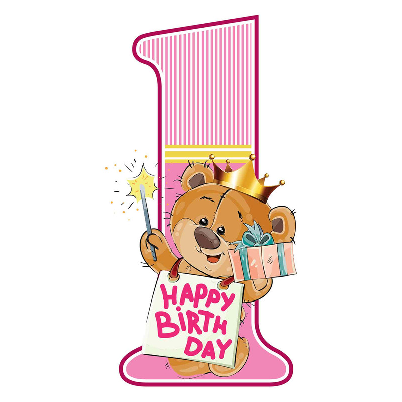 استند رومیزی تولد مدل عدد 1 طرح تدی دختر کد 931