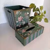 سطل و جادستمال کاغذی سبز و طوسی