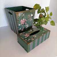 سطل و جادستمال کاغذی سبز و طوسی