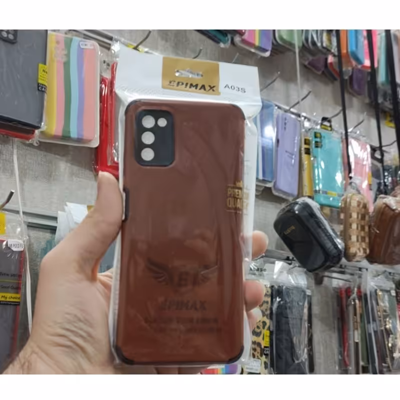 گارد چرمی سامسونگ A03s رنگ قهوه ای