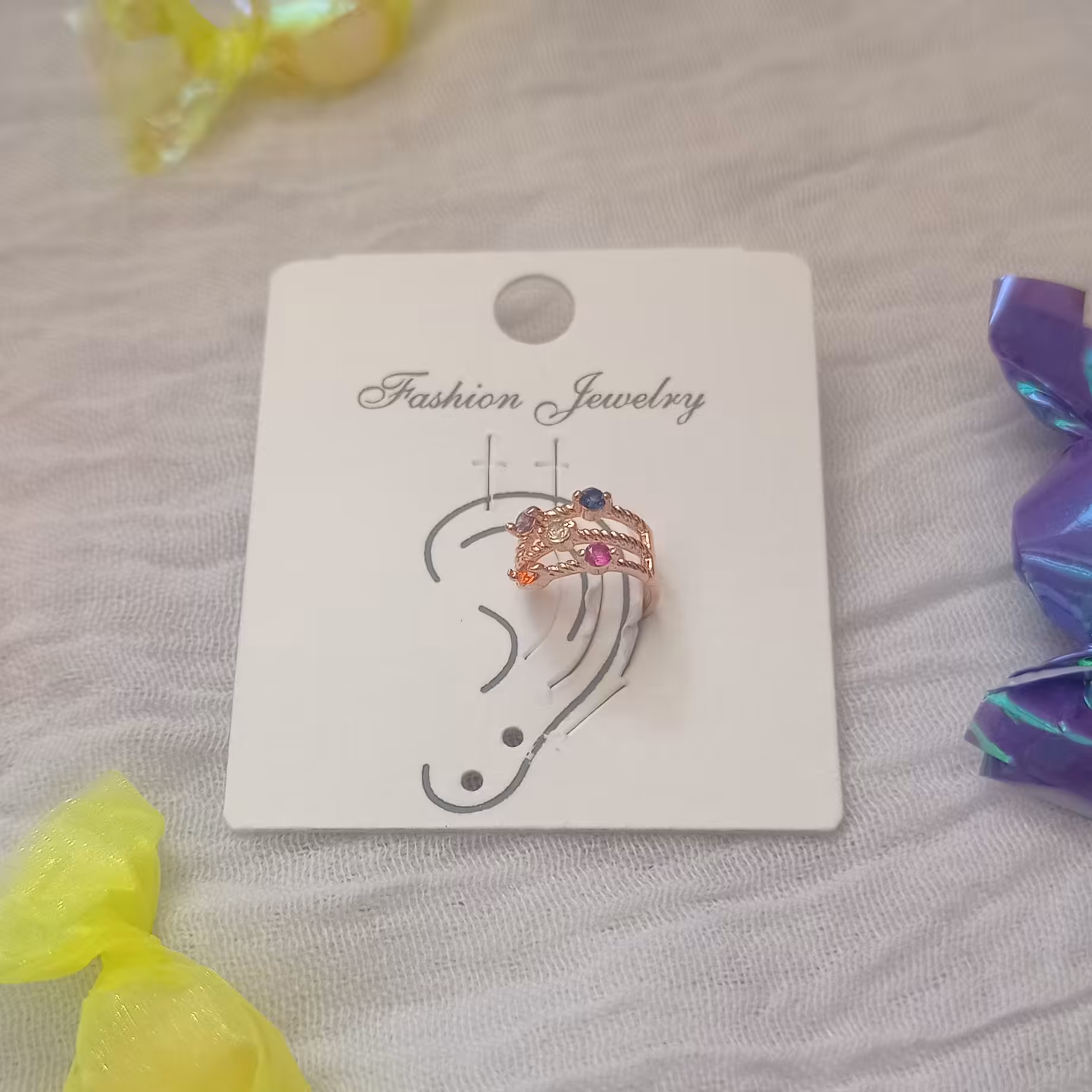 لاله گوشی (ایر کاف) رز گلد نگین دار