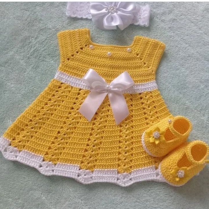 پیراهن بافتنی دخترانه سه تیکه با رنگ و سایز تا دو ساله