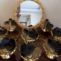 هفت سین مشکی طلایی کار شده با ورق طلا اینه 30 سانت