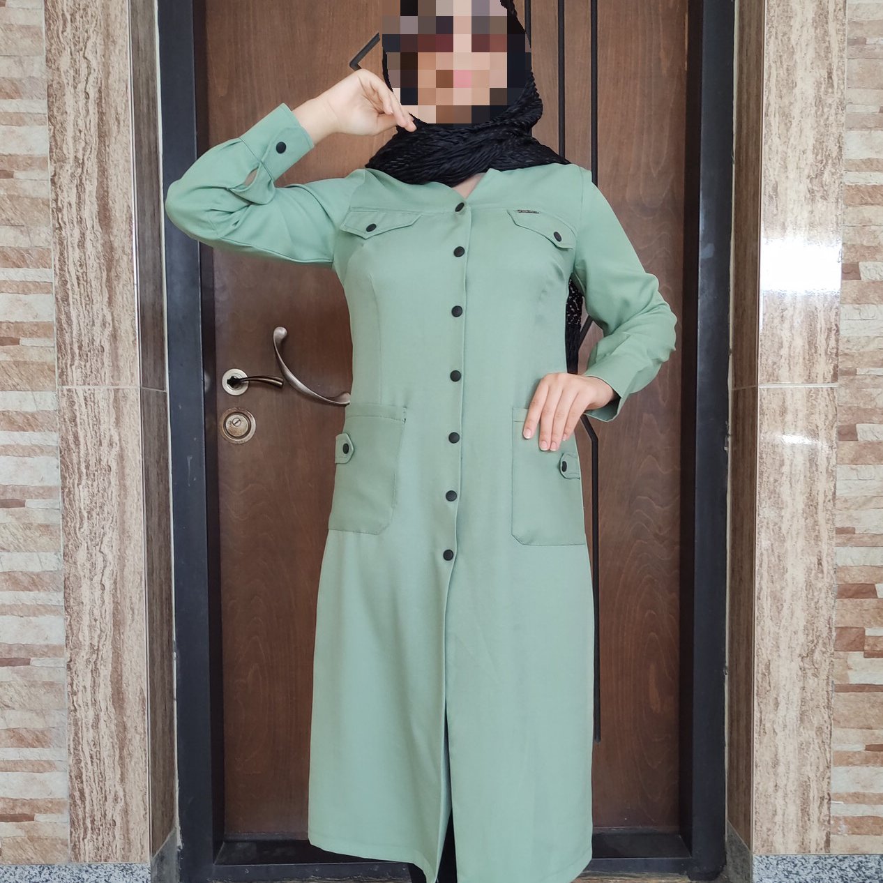 مانتو بلند دکمه دار