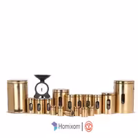 سرویس آشپزخانه اورانوس 18 پارچه مدل استوانه ای استیل طلایی با درب طلایی