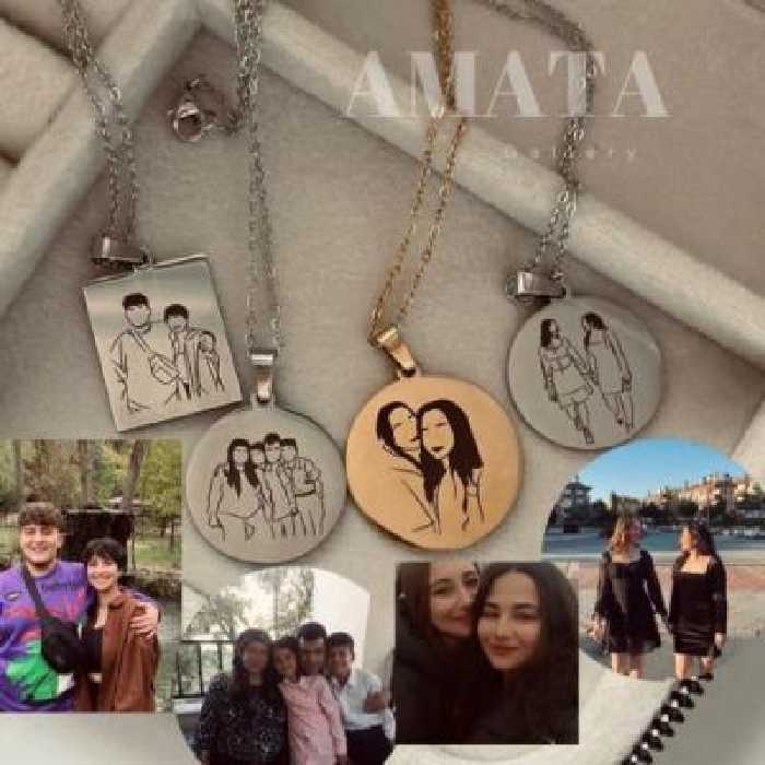 گردنبند استیل حک چهره به صورت ارت لاین