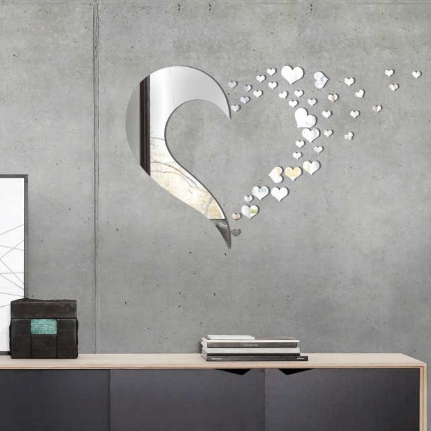 آینه مدل قلب ریز و درشت طلایی و نقره ایی آیینه دکوری آینه لوکس اینه لاکچری