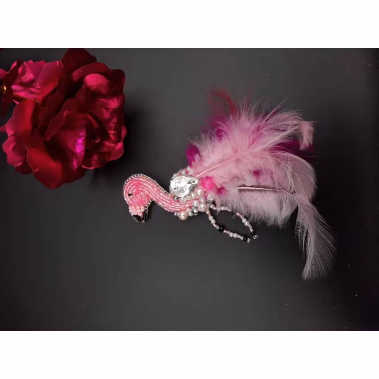 سنجاق سینه فلامینگو صورتی دست دوز