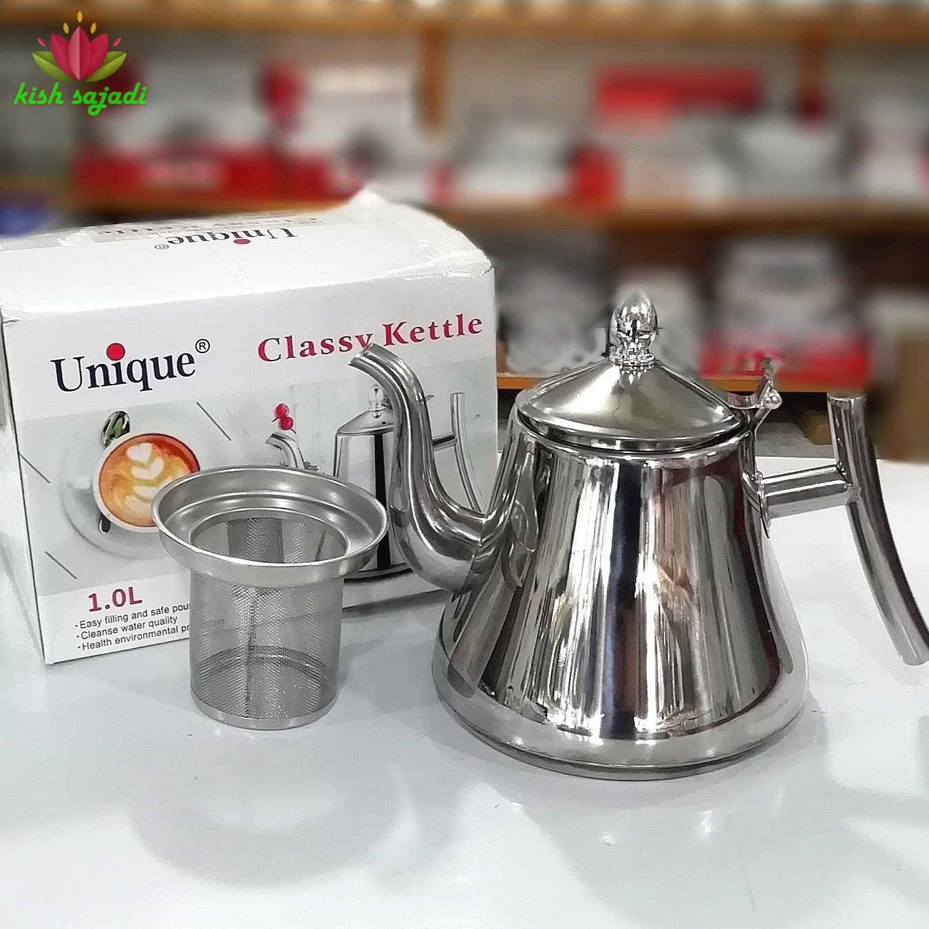 قوری استیل 1 لیتر یونیک به همراه صافی