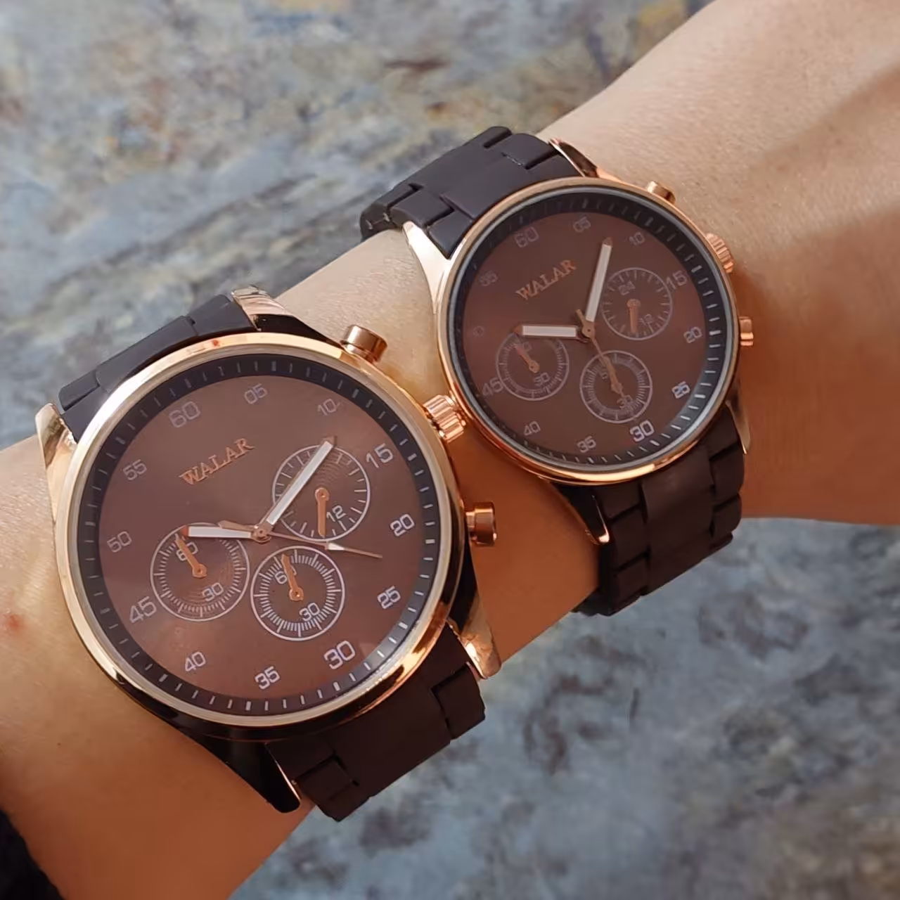 ست ساعت والارقهوه ای تیره بند پیو،کیفیت عالی