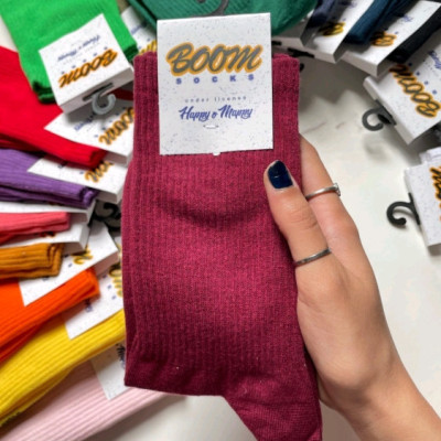 جوراب زرشکی ساقدار ساده پنبه فری سایز