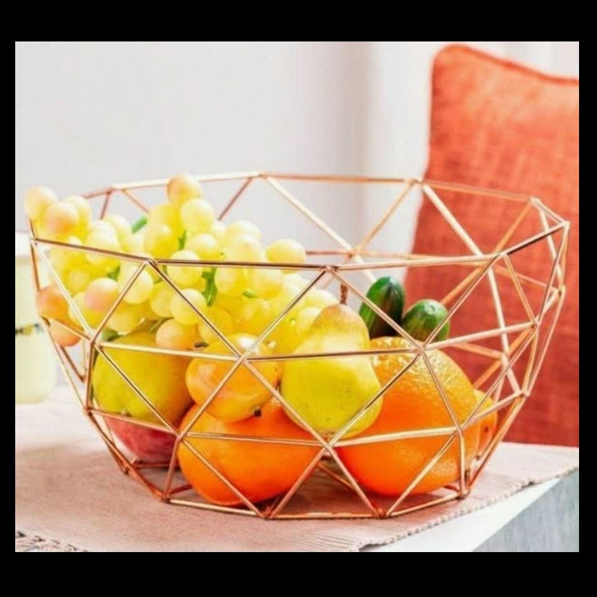 سبد میوه چند ضلعی طلایی با کیفیت بالا و محکم
