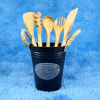 ست کفگیر ملاقه سیلیکونی سطلی طوسی کد 8505