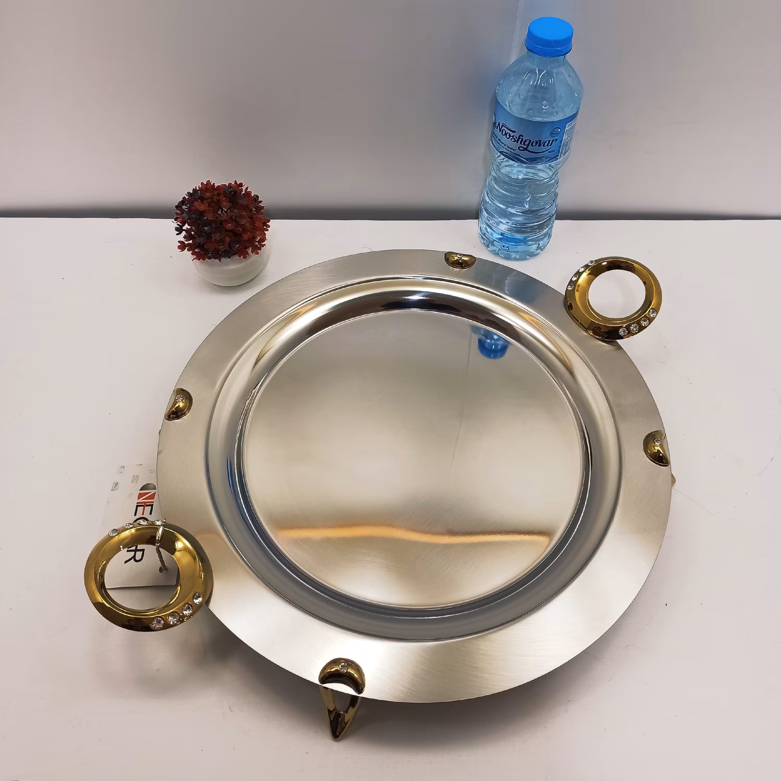 سینی استیل نگار کوچک گرد نگین کد 485