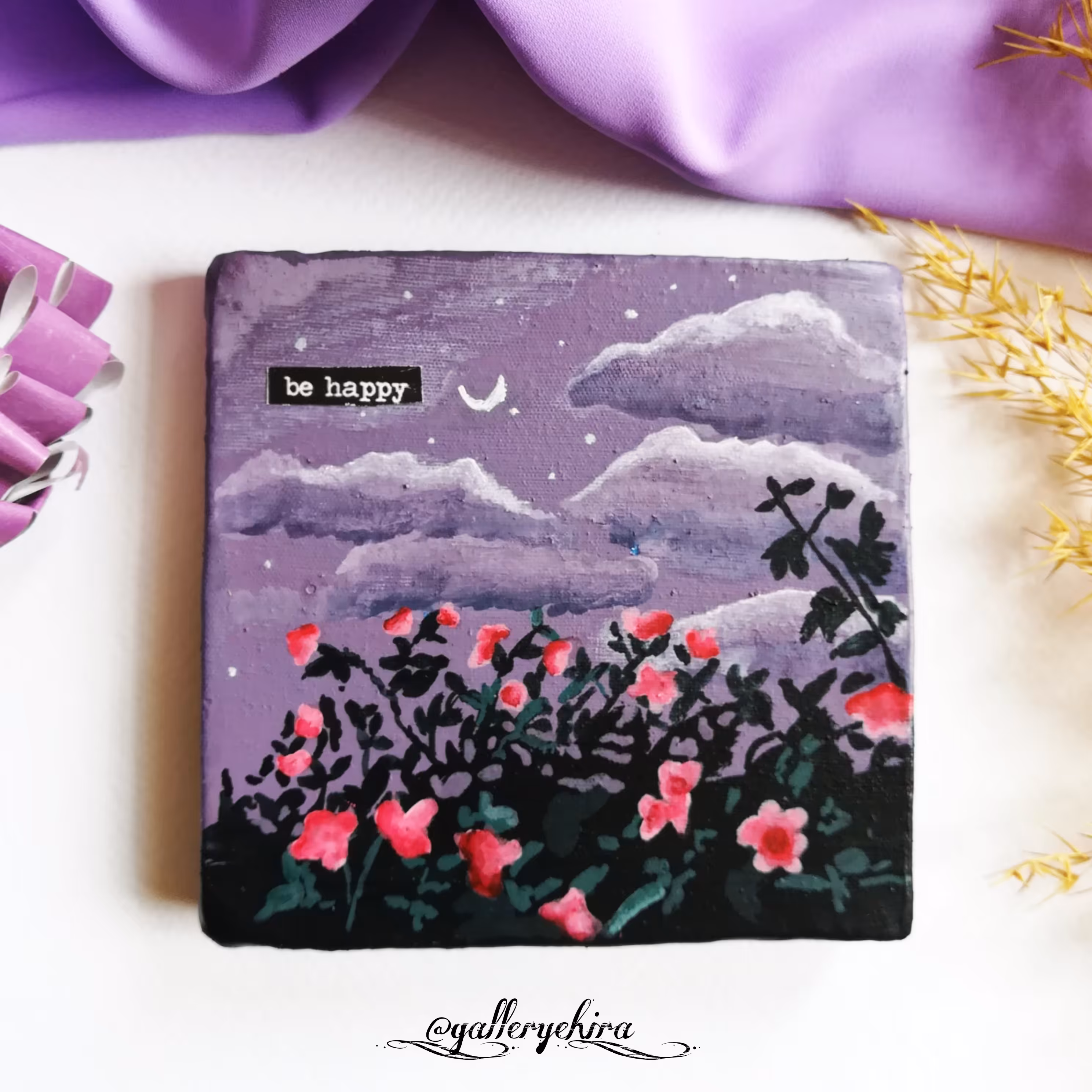 تابلو نقاشی آکرلیک طرح آسمان روی بوم سایز ده در ده