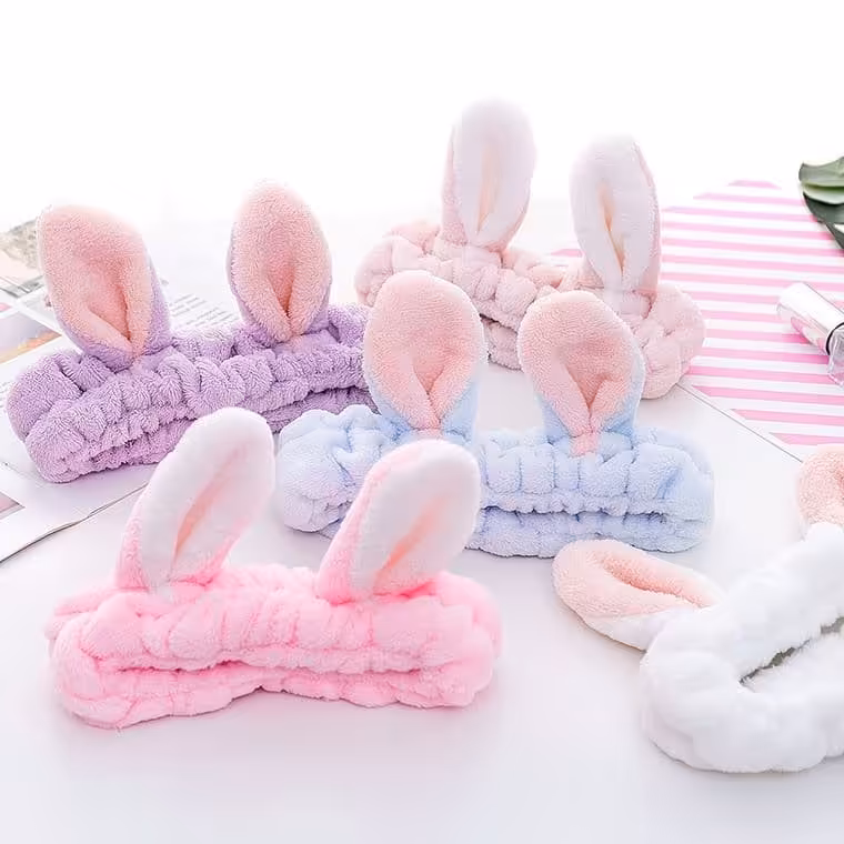 هدبند آرایشی حوله‌ای( طرح خرگوشی)