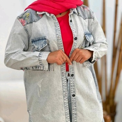 شومیز مانتویی لی جین اصل ضخیم فری سایز از38 تا46