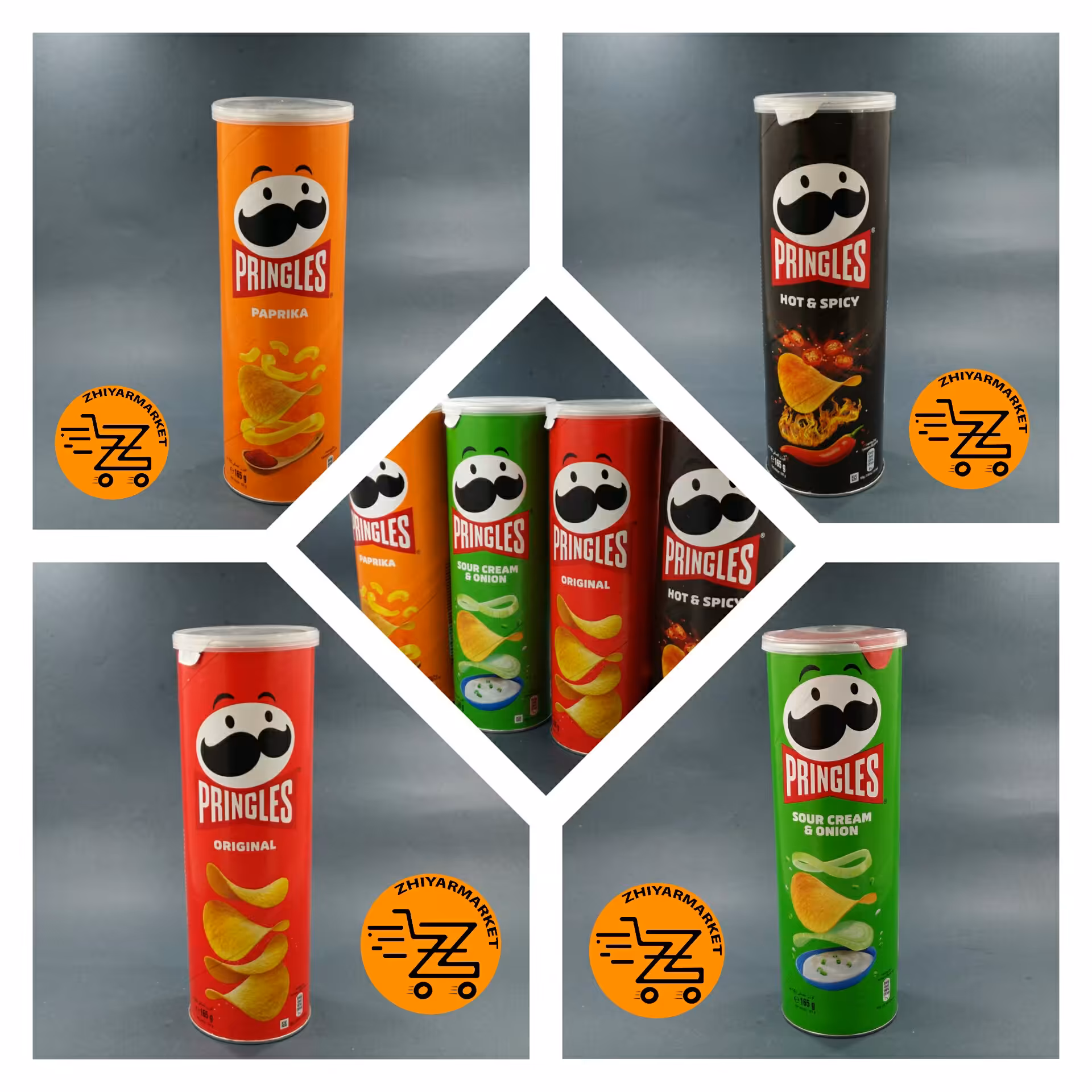 چیپس 165   گرمی  پرینگلز    با  4  طعم فوق العاده   بسیار لذیذ