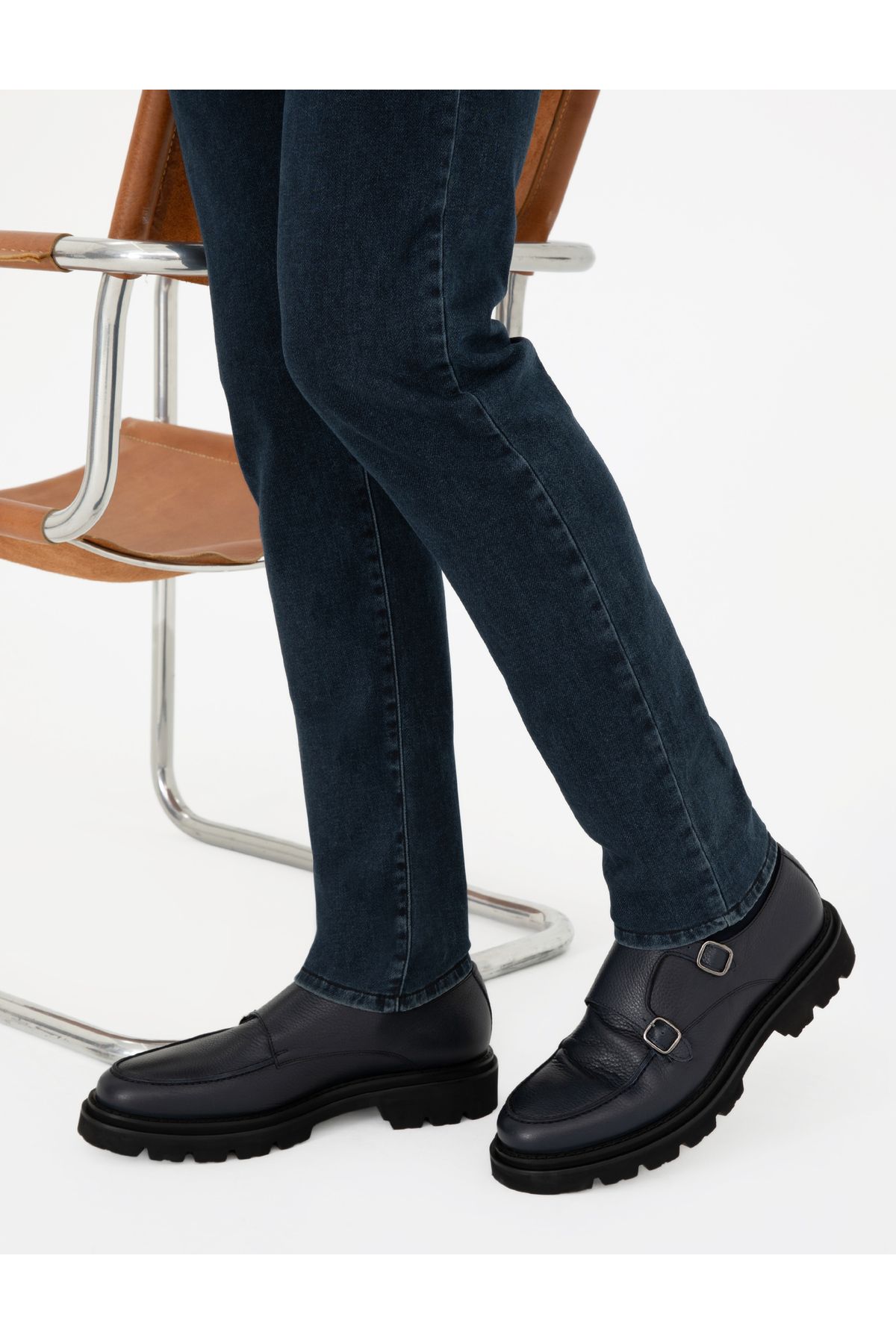 کفش های کژوال آبی مردانه 100 ٪ روزمره چرمی Pierre Cardin