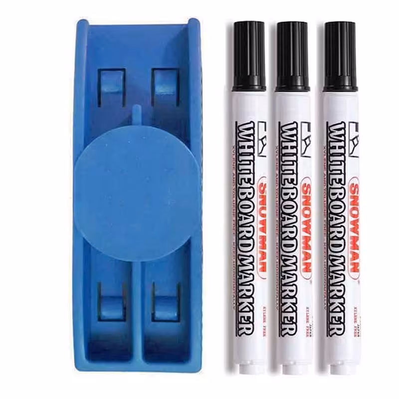 خرید تخته پاک کن وایت برد مغناطیسی به همراه 3 عدد ماژیک وایت برد اسنومن آبی
