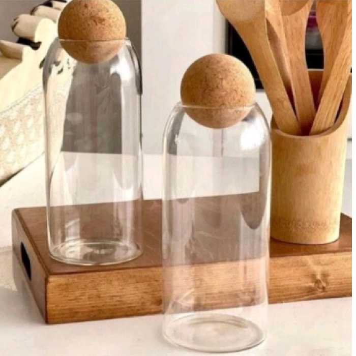 بانکه حبوبات سایز 2با درب چوبینه