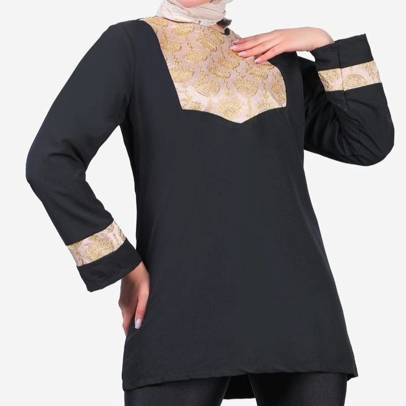 شومیز زنانه مشکی کتیبه ای چشم سامیه  قد کار 77 فری سایز از سایز 36 الی 42