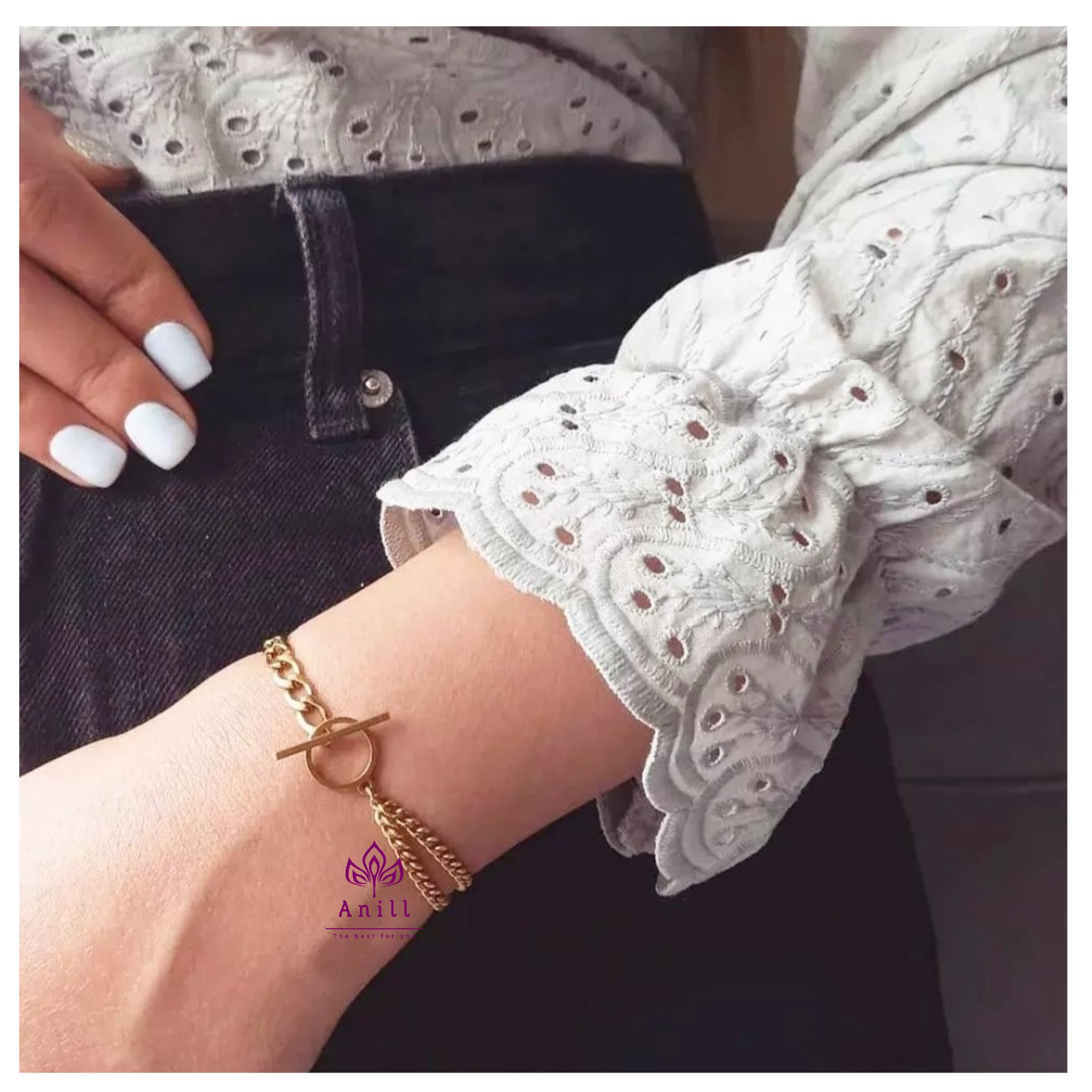 دستبند کارتیر استیل با قفل تی کد 519