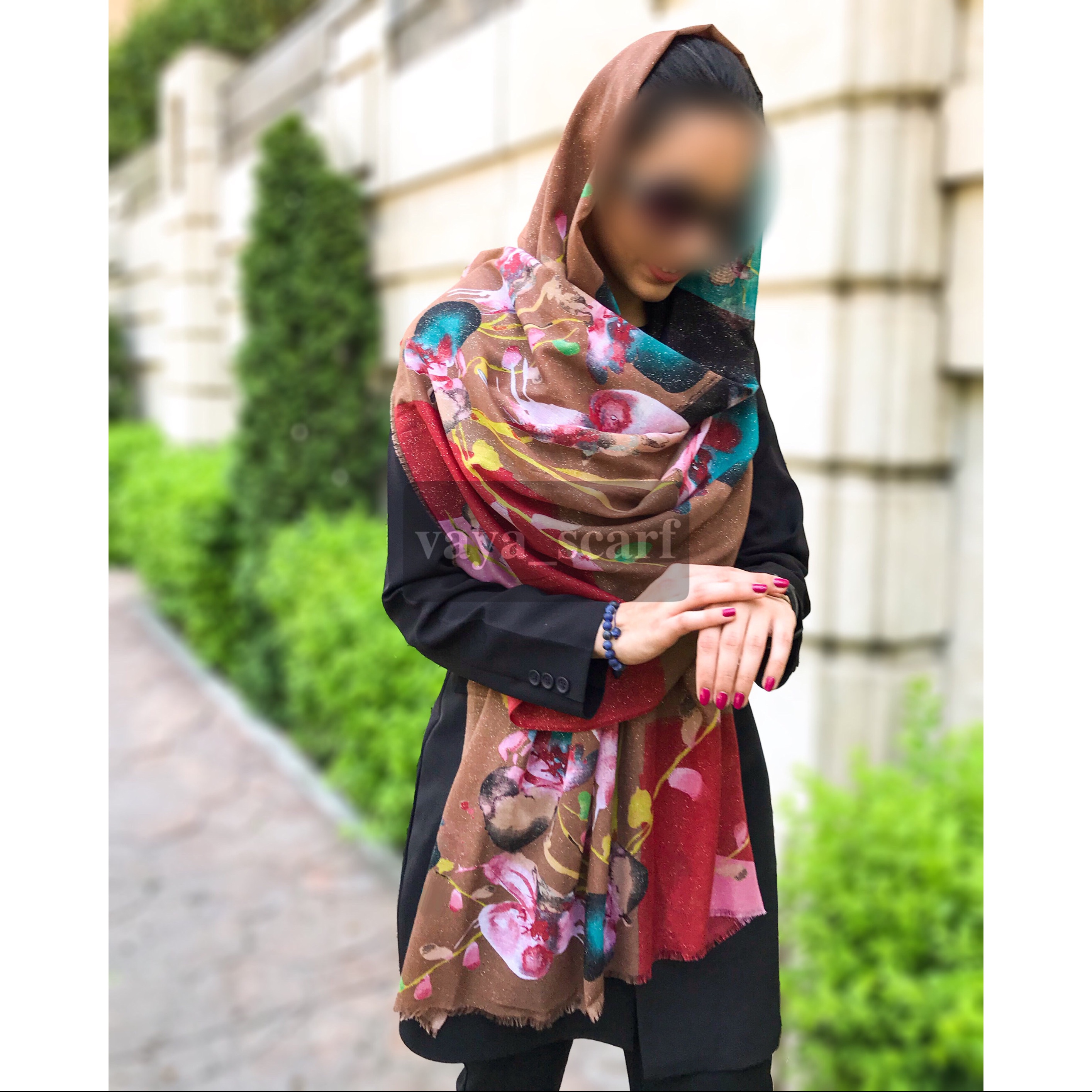 شال نخی خنک لمه شاین طلایی طرحدار قواره بزرگ