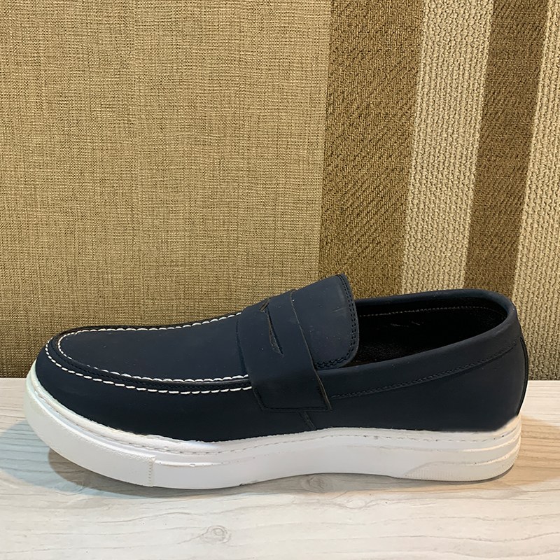 کفش چرم صنعتی مردانه روزمره کد 45004 سرمه ای