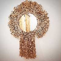 آینه دکوراتیو گرد، سبک بوهو،جنس حاشیه از حصیر مرغوب ایرانی، کاملا دستساز، قطر آینه35، با احتساب حاشیه65