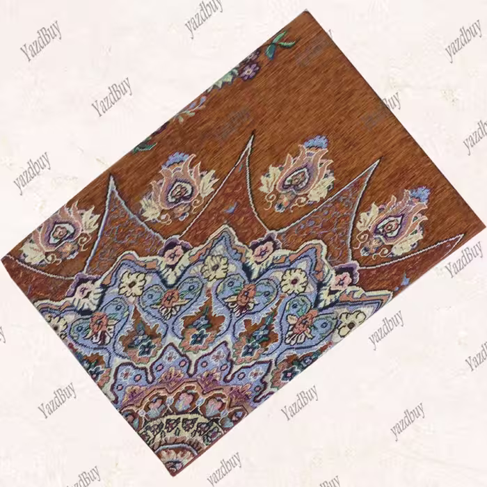 روفرشی 12 متری مخمل زرک دار طرح خورشیدی رنگ گردویی