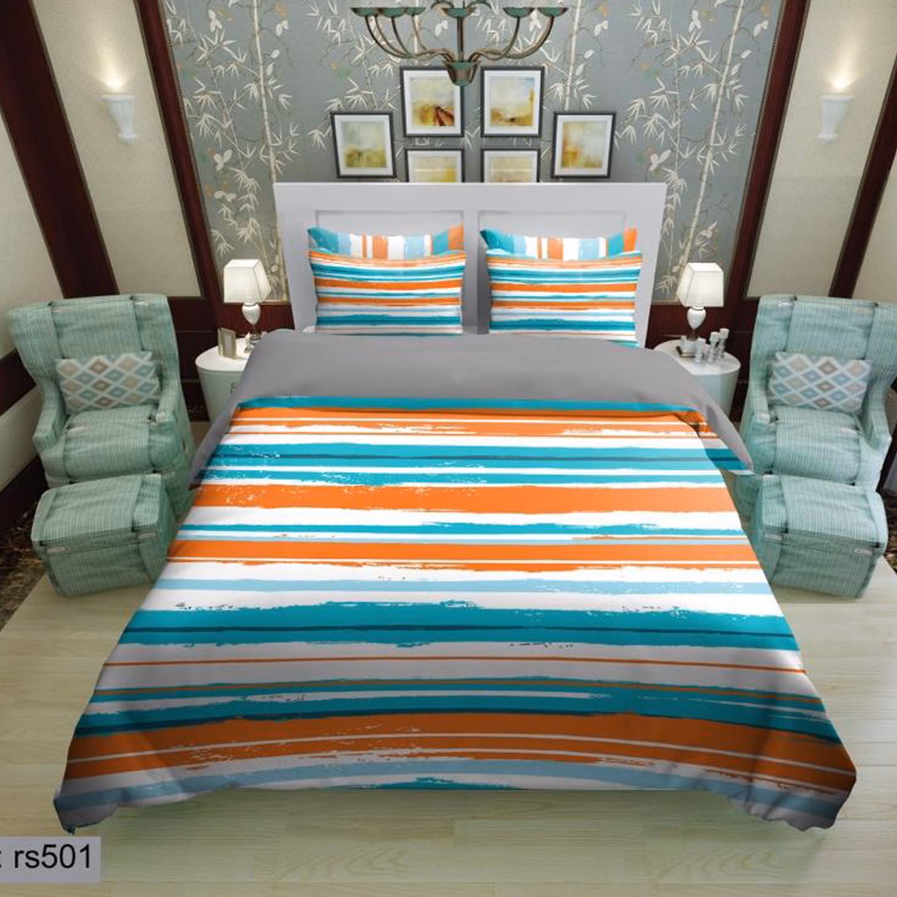 سرویس روتختی 1 نفره تنسل چاپی برندترک لند (Turk Land)  کد rs 501