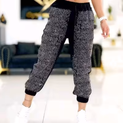 اسلش کتان نگین دار