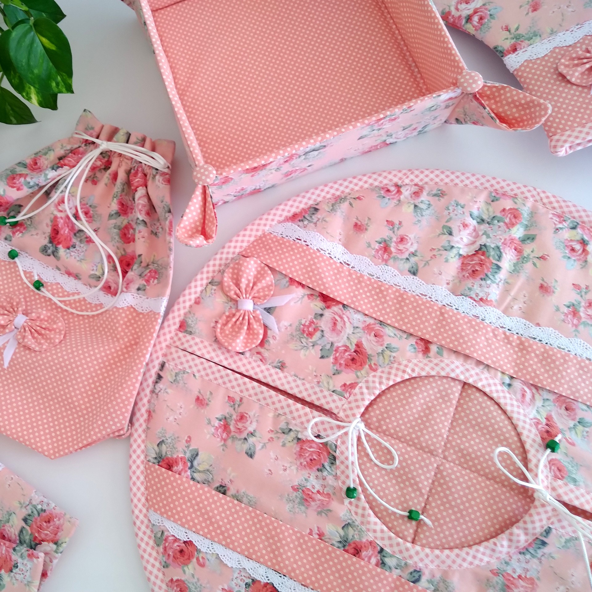 سرویس پارچه ای آشپزخانه 20تکه گلبهی 