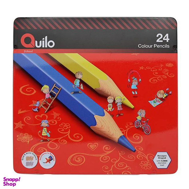 مداد رنگ ی کویلو (Quilo) مدل جعبه فلزی 24 رنگ