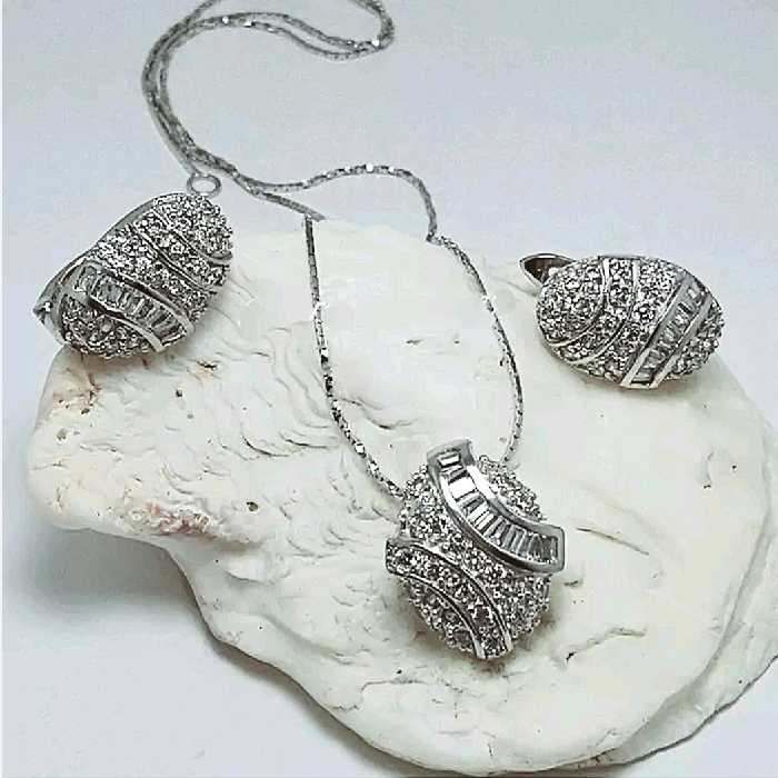 نیم ست نقره جواهر تایلندی ،