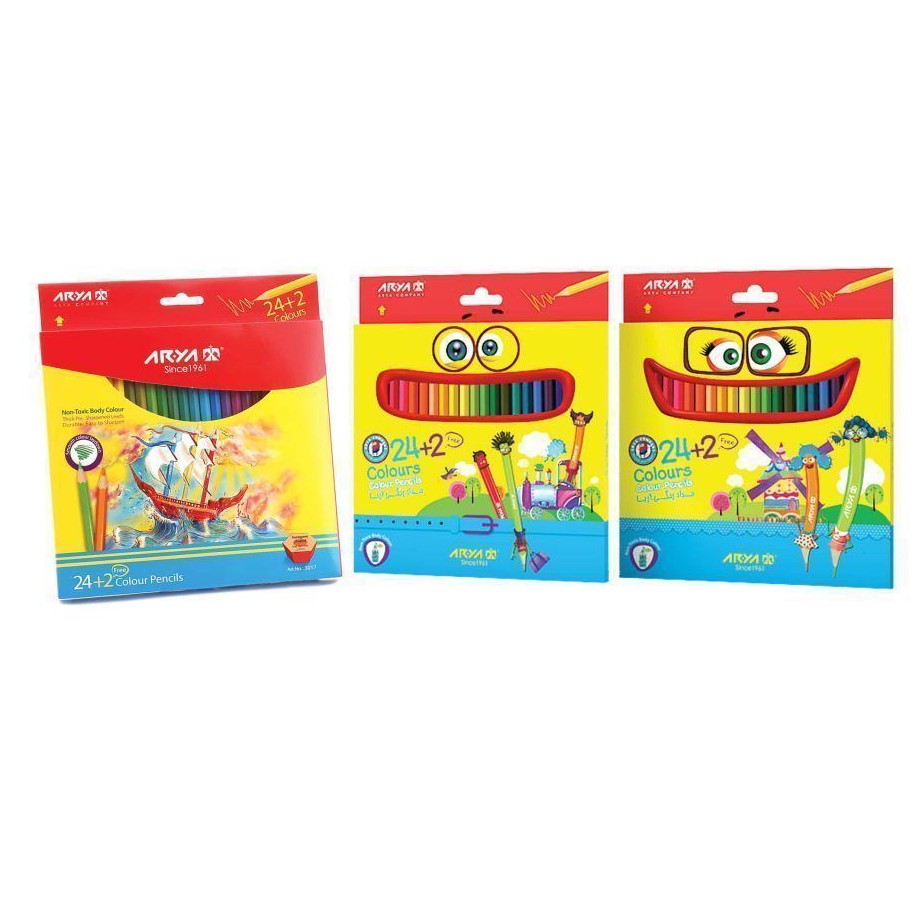 مدادرنگی 24 تایی آریا جعبه مقوایی 