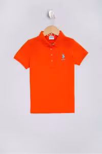 تی شرت یقه پولو نارنجی دخترانه و بچگانه تیشرت قرمز اورجینال U.S. Polo Assn.