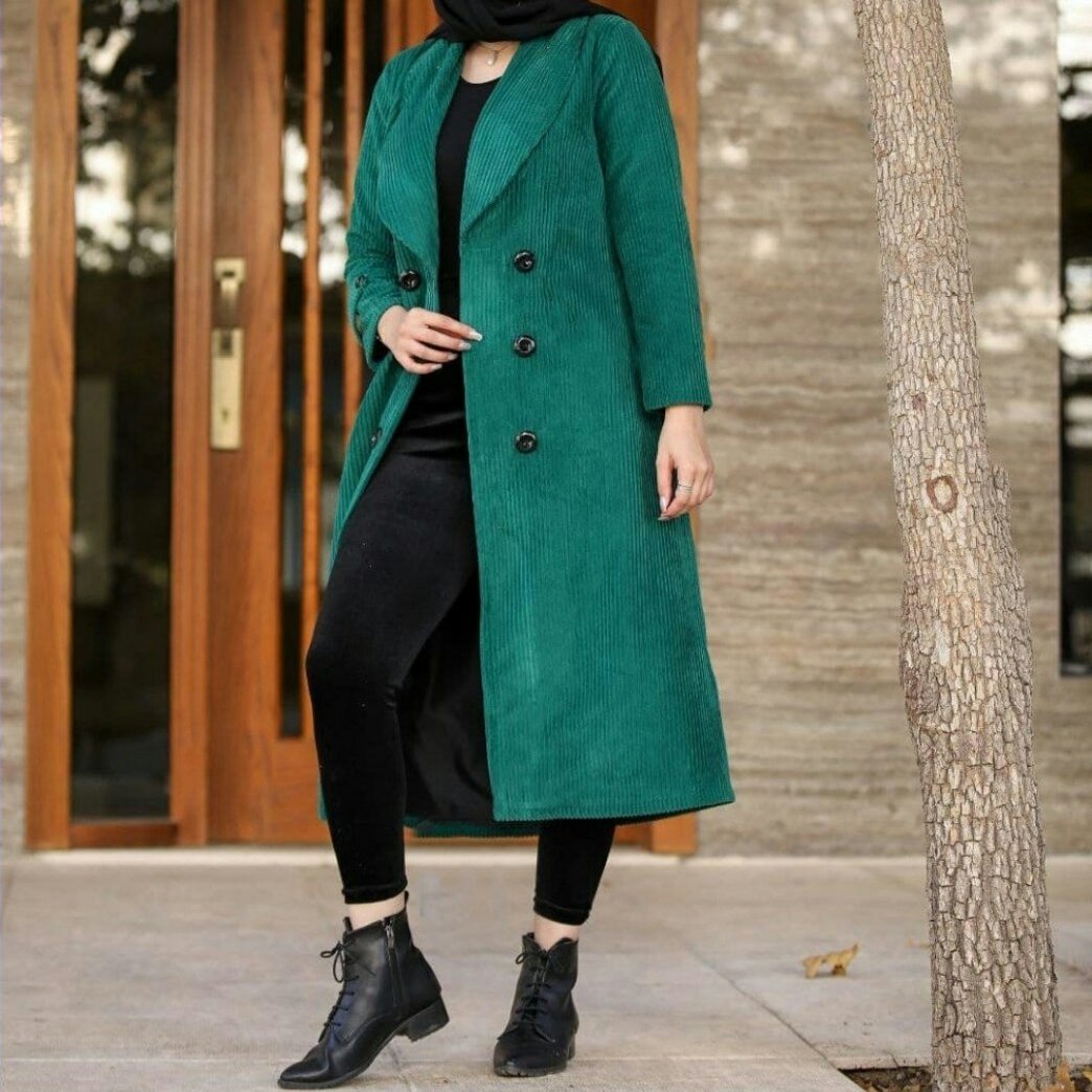 مانتو بلند مخمل کبریتی