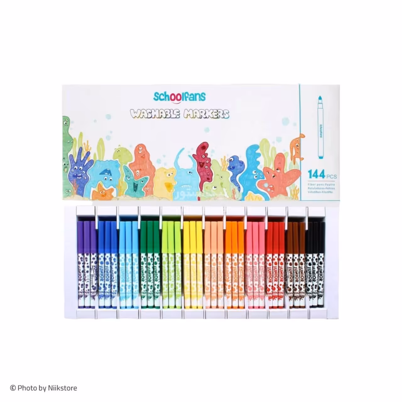 ماژیک 144 عددی 12 رنگ نوک مدیوم اسکول فنس کد 93438