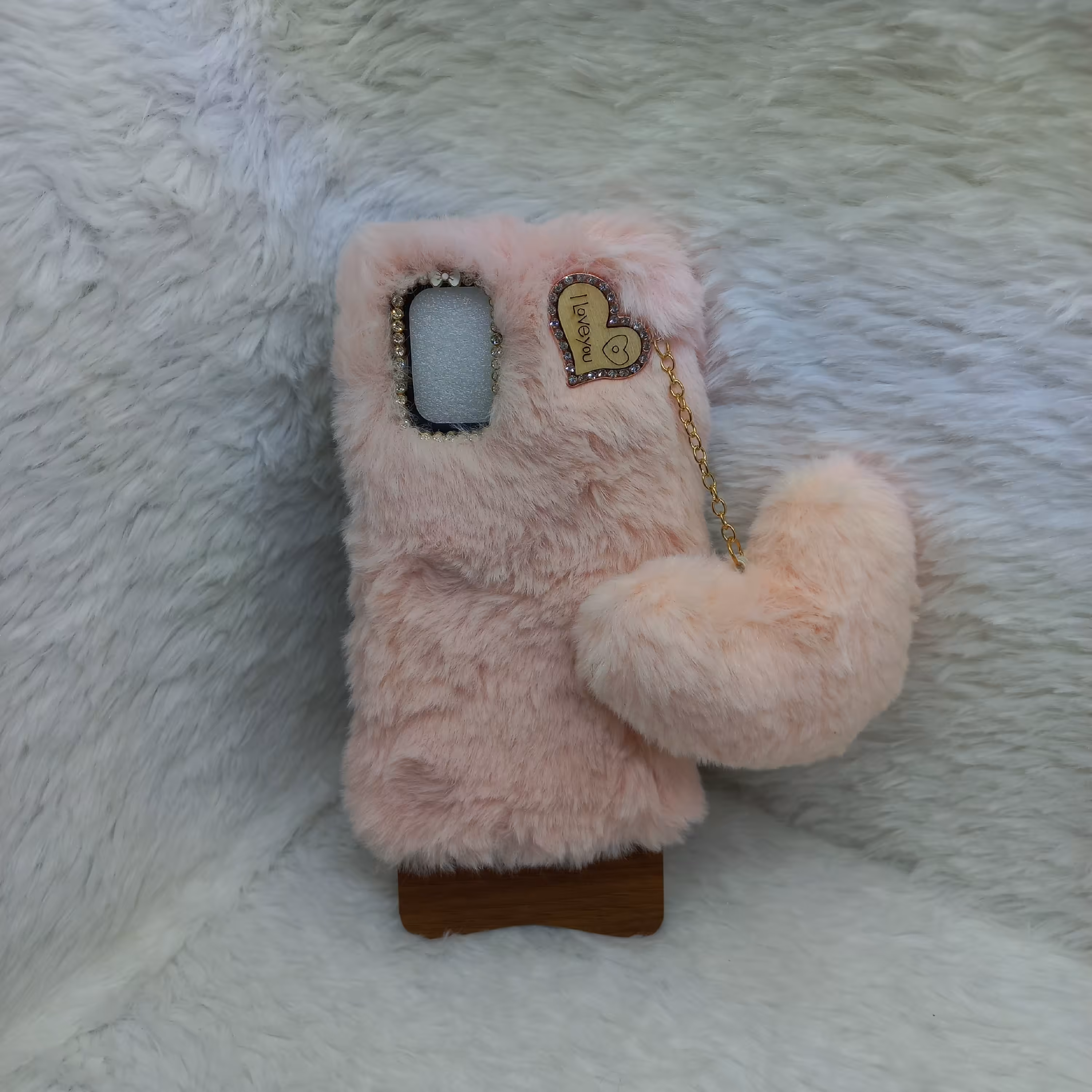 گارد گوشی دخترانه فانتزی Not 10 4G مدل خزدار با آویز قلب مناسب گوشی شیائومی Not 10 4G  رنگ صورتی 