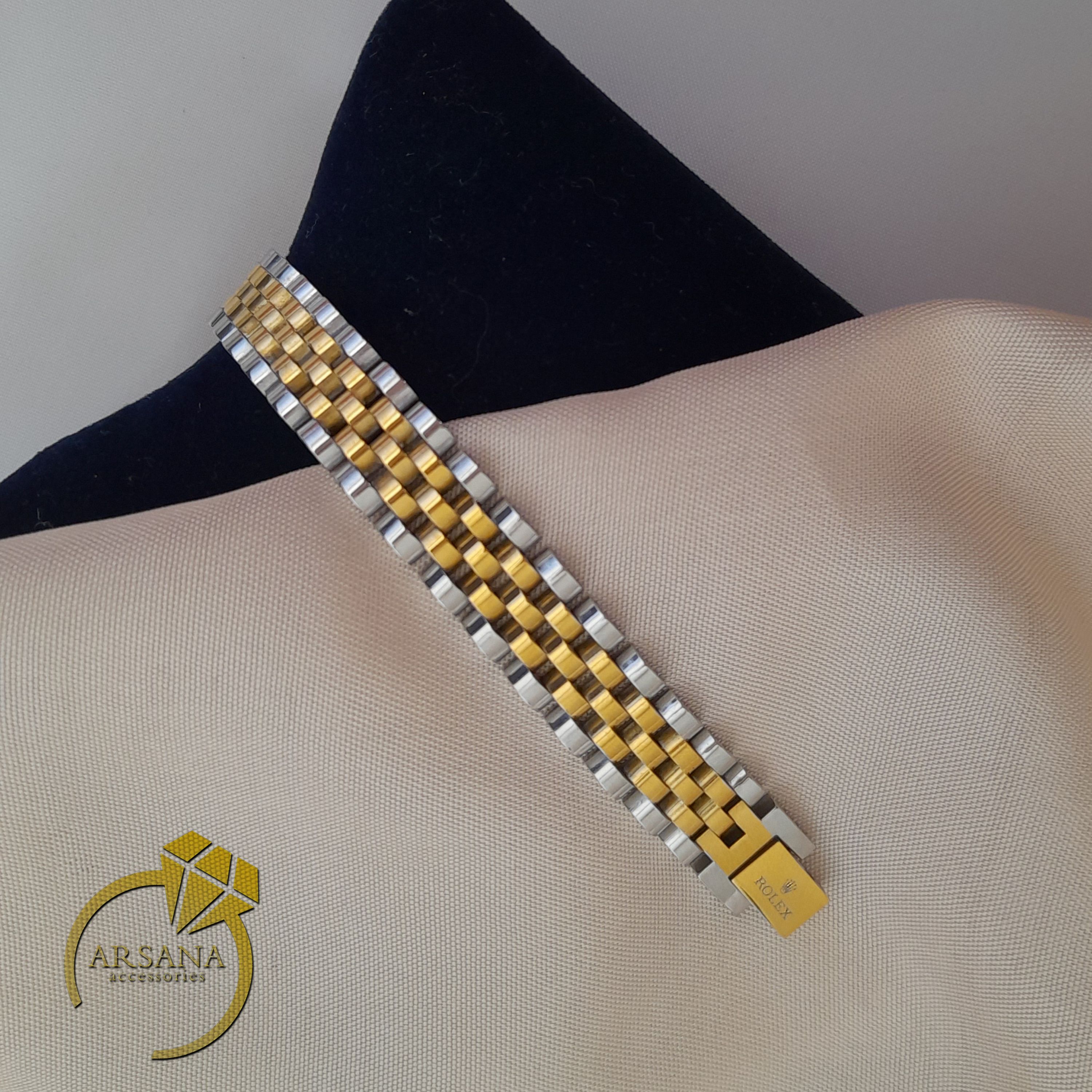 دستبند اسپرت زنانه و مردانه رولکس استیل طلایی نقره ای 10 میل