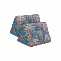 پشتی ترمه لمی مثلثی طرح سالار رنگ آبی  (یک جفت)