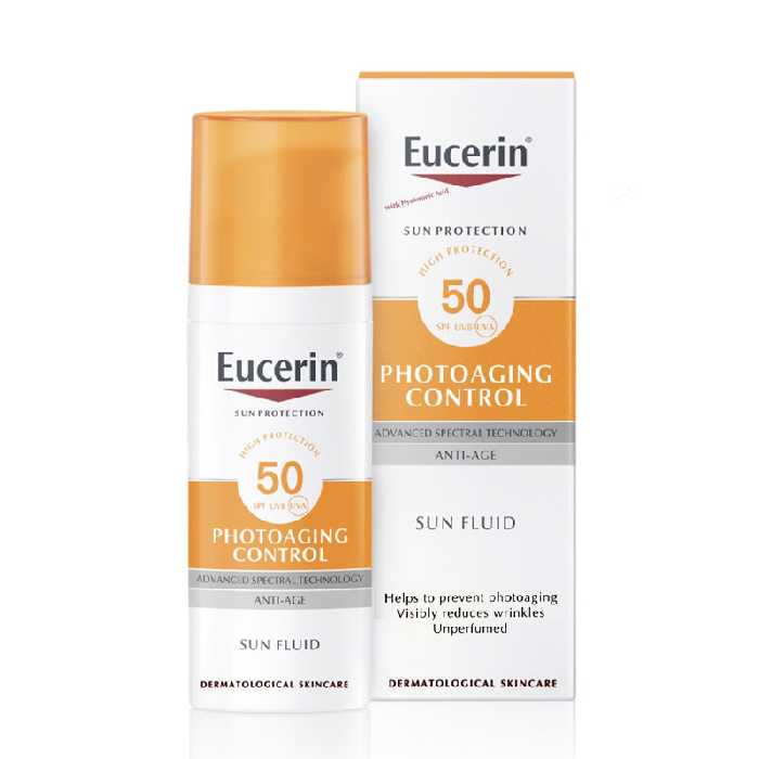 فلوئید ضد آفتاب و ضد چروک SPF50 اوسرین | Eucerin Sun Face Anti-Age Fluid SPF50 50ml